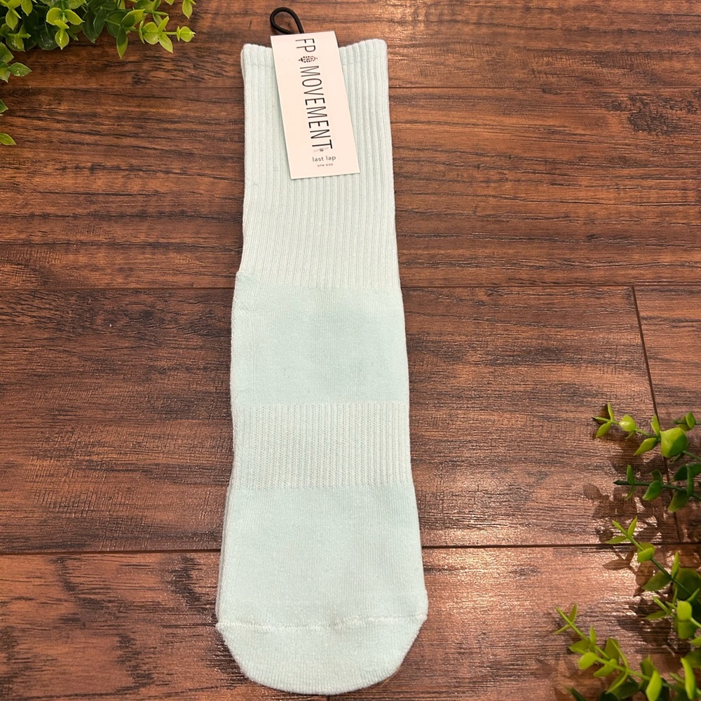 NWT FP Free People Last Lap Tube Socks Color- 1 pair - Light blue / white